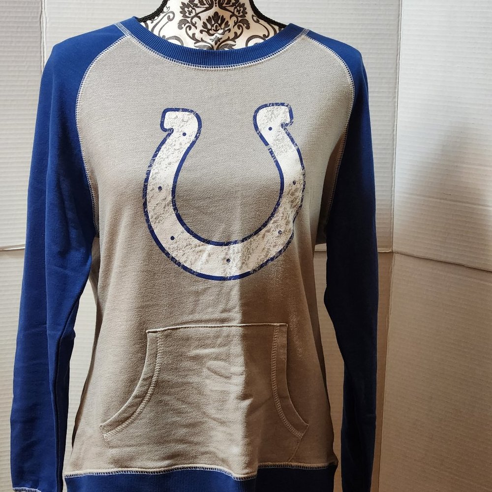 Indianapolis Colts Shirt Womens MEDIUM Majestic Fan Long Sleeve Scoop Neck NEW